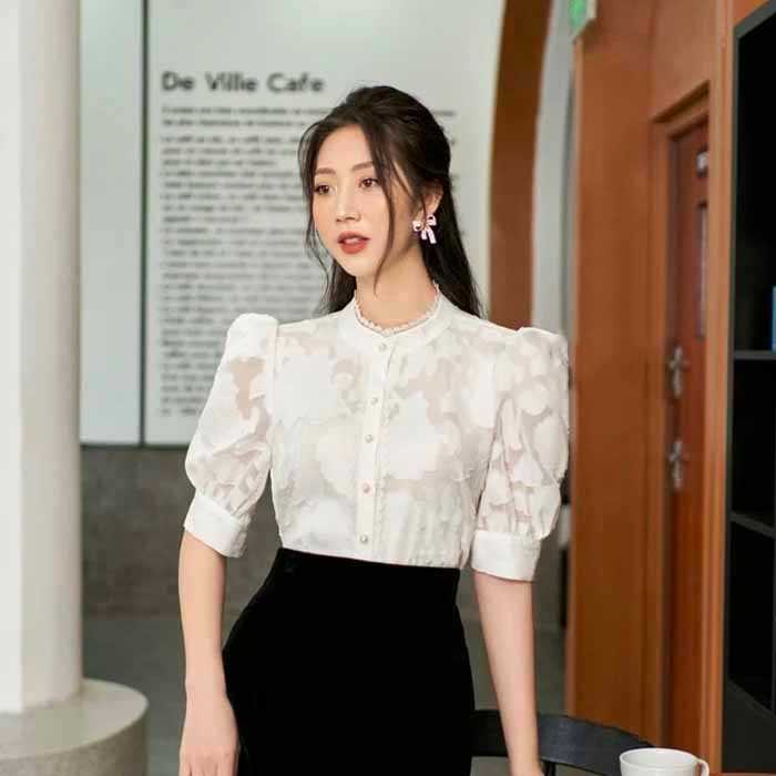 Sơ mi Hàn Quốc độc đáo với chất liệu vải dập nổi